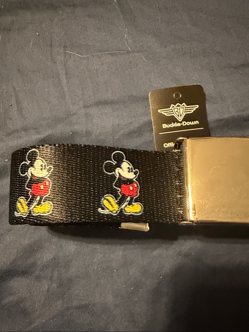 Buckle Down Mickey Mouse Black Web Belt with silverBuckle - Picture 2 of 5